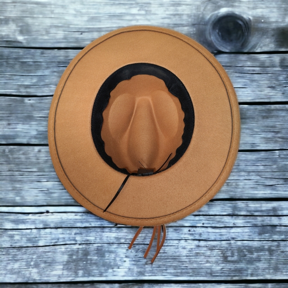 Unisex Felt Wide Brim Fedora Hat - Picture 8 of 9
